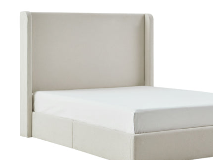 Carmen - King Size Upholstered Wingback Bed - Ivory