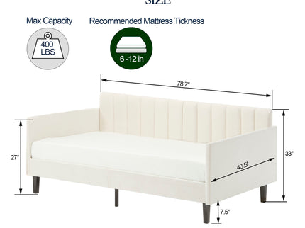 Elena - Boucle Upholstered Daybed, Ribbed Tufted Backrest