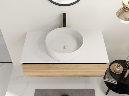 Wall Mounted Bathroom Vanity With Art Sink & 1 Soft Close Drawer