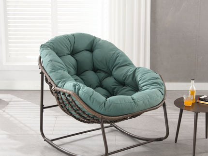 Indoor / Outdoor Oversized Wicker Egg Rocker Chair - Light Green