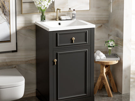 Elegant Bathroom Vanity With Ceramic Sink, Soft Close Door, Adjustable Shelf