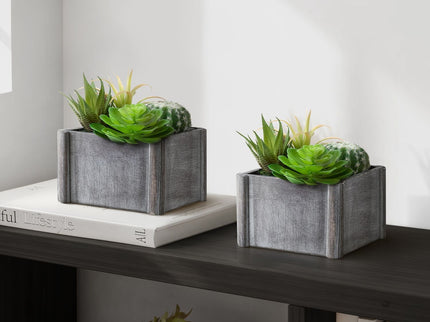 Artificial Succulent, Table Decor (Set of 2) - Green / Dark Gray