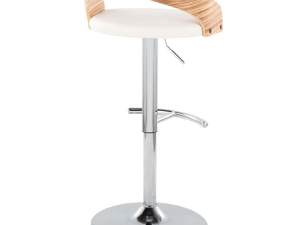 Grotto - Contemporary, Adjustable Barstool With Swivel With Rounded T Footrest (Set of 2)