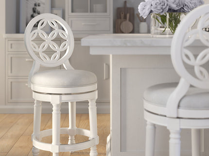 Stool With Back And Swivel Upholstered Seat