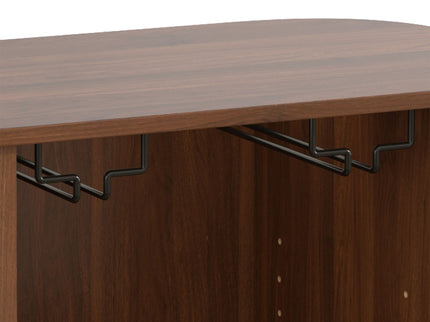 Fluted Wine Bar Cabinet With 8 Grid Wine Rack, 5 Level Adjustable Shelves, 2 Glass Holders