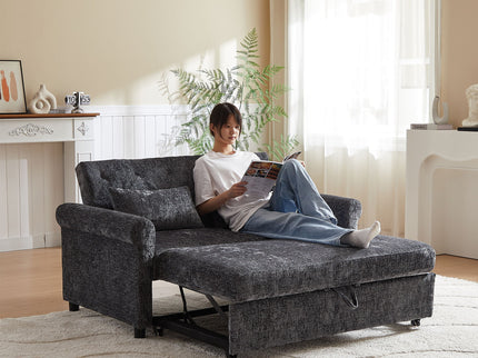 Loveseat Sofa Bed, Pull - Out Couch Sleeper & 2 Pillows