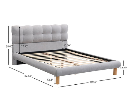 Upholstered Platform Bed Frame With Cookie Shaped Headboard