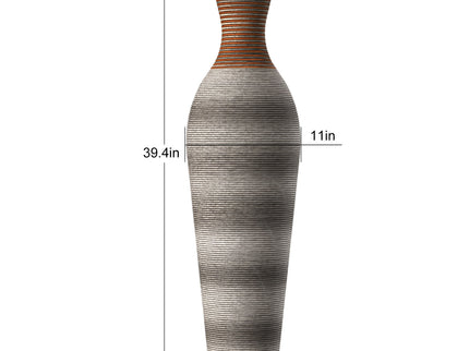 Tall Vase - Brown Decorative Floor Vase, Classic Neat Floor Vase Tall Freestanding Flower Holder, Artificial Rattan Vase, Floor Vase, Flower Holder For Home Decor - Gray