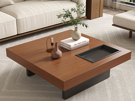 Square Floating Coffee Table For Living Room - Dark Walnut