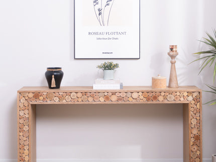 Rustic Wood Console Table With Natural Log Accents, Entryway Table, Narrow Sofa Table, Hallway Accent Table, Modern Farmhouse Style - Natural