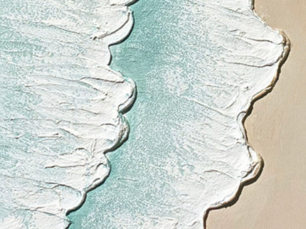 Framed Ocean Wave Wall Art, Textured Canvas Painting, Beach Decor For Living Room (Set of 2) - Aqua Blue