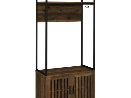 Flora - 2 Door Coat Rack Hall Tree Storage Bench And Multi Functional Storage - Natural
