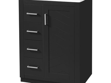 Bathroom Vanity With Integrated Sink, Rectangular Cabinet With 1 Door And 3 Drawers