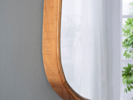 Irrgeular Mirror With Wood Frame, Wall Mirror For Living Room Bathroom Entryway - Brown
