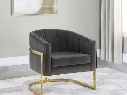 Tufted Barrel Accent Chair Upholstered Lounge Chair - Gray