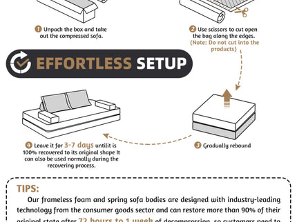 Multifunctional Convertible Sofa Bed With 2 Tumbler Backrests And 2 Pillows, Deep Seat Couch