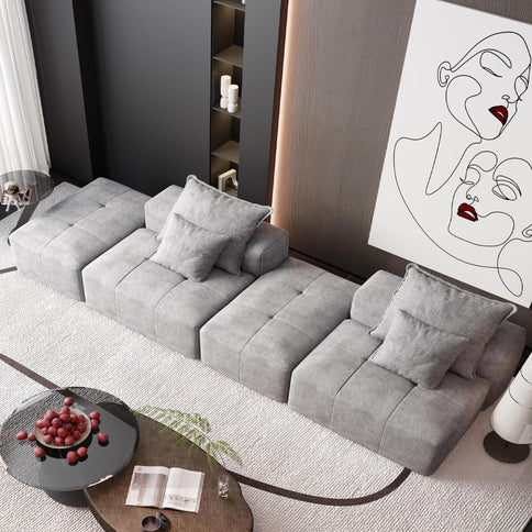 Modern Oversized Diy Combination Modular Sectional Sofa With Pillows