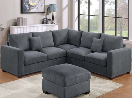 Modern Style L-Shaped Sectional Set With Ottoman
