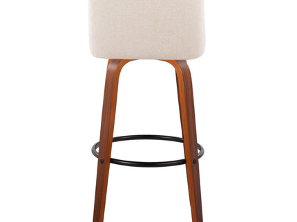 Toriano - Mid Century Modern Fixed Height Barstool Swivel And Round Footrest (Set of 2)