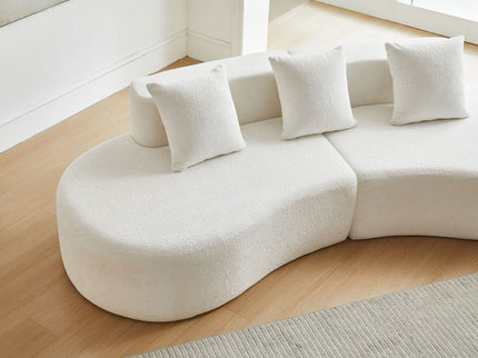 Curved Boneless Couch, Half Moon Sofa, 5 Seat Couch With High Density Foam Filled For Living Room - White