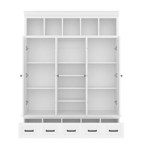 Hall Tree & Bench And 5 Storage Cubbies