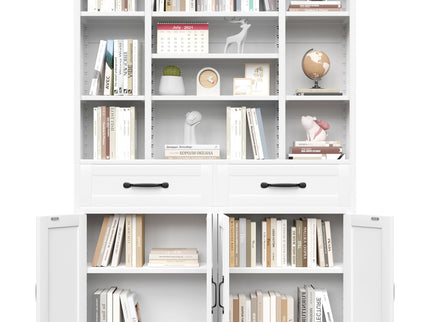 Industrial Bookcase Tall With Adjustable Shelves, Drawers & Doors