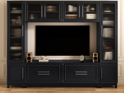 Wall Unit Modern Entertainment Center With Glass Doors