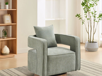 Swivel Accent Open Back Barrel Chair With Weathered Base