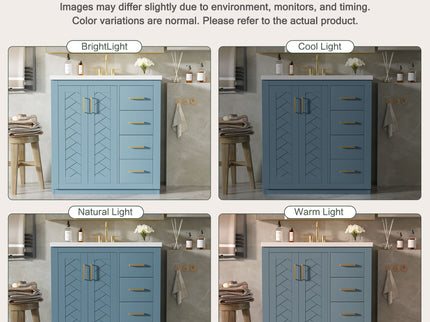 Bathroom Vanity With Sink, Storage Cabinet, Freestanding Set With 3 Drawers & Soft Closing Doors