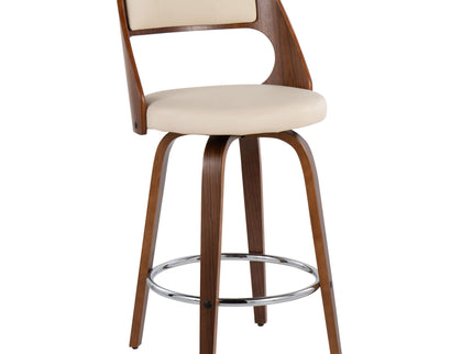 Cecina - Mid-Century Modern Fixed Height Counter Stool With Swivel And Round Footrest (Set of 2)