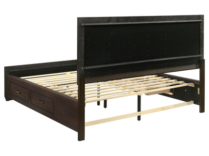Kauffman - Queen Storage Panel Bed With Side Drawers - Dark Brown