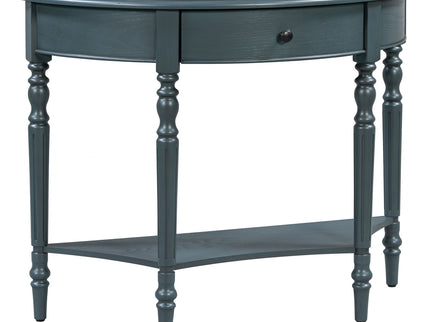 Half Moon Console Table With Drawer & Shelf