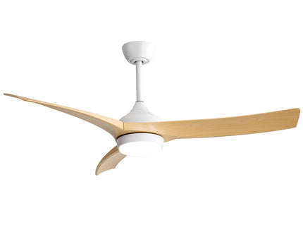 52" Ceiling Fan & 18W LED Light And Remote Control, DC Motor For Bedroom - White