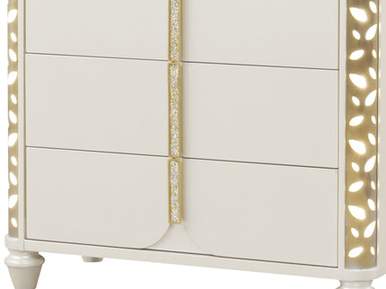 Cinderella - Chest With LED Accents And 5 Storage Drawers - Beige