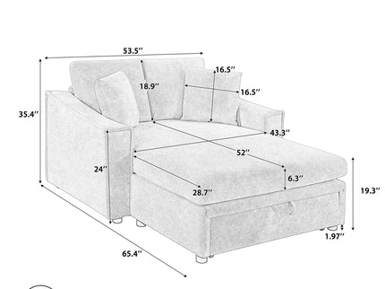 Modern Chaise Sofa With Hidden Storage For Living Room