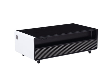 Modern Smart Coffee Table With Built-In Fridge, tooth Speaker, Wireless Charging Module, Touch Control Panel, Power Socket, USB Interface, Outlet Protection, Atmosphere Light