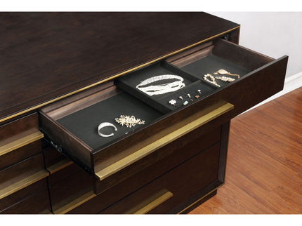 Prescott - 8 Drawer Dresser With Mirror - Smoked Peppercorn Brown