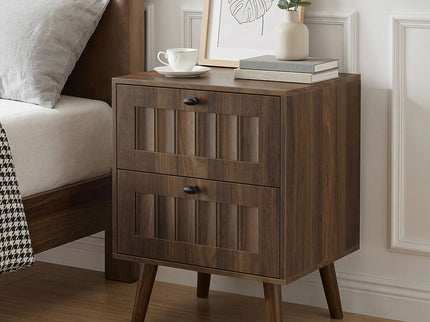 Double Drawer Bedside Table (Set of 2) - Walnut
