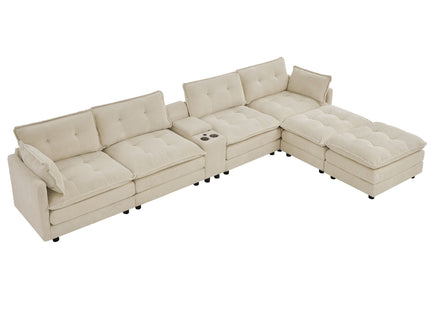 Oversized Modular Sectional Sofa With Multi Functional Console
