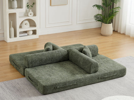 Convertible Sleeper Sofa Bed With Cylindrical Pillow