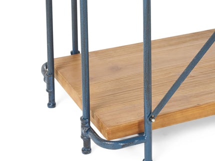 Yorktown - Industrial 5 Shelf Bookcase With Metal Pipework And Solid Fir - Natural