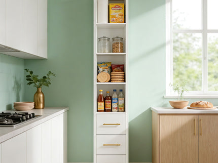 Tall Storage Cabinet With 3 Drawers For Bedroom - White