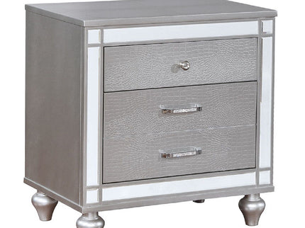Contemporary Nightstand With Crocodile Textured Trim