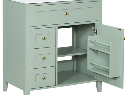 Modern Bathroom Vanity With Sink, 3 Drawers And Adjustable Shelf