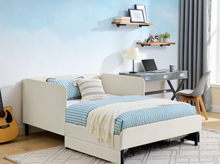 Upholstered Platform Bed Frame With 2 Storage Drawers And Adjustable Sofa Bed
