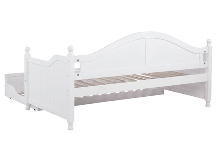 Twin Daybed With Trundle Storage Bed - White