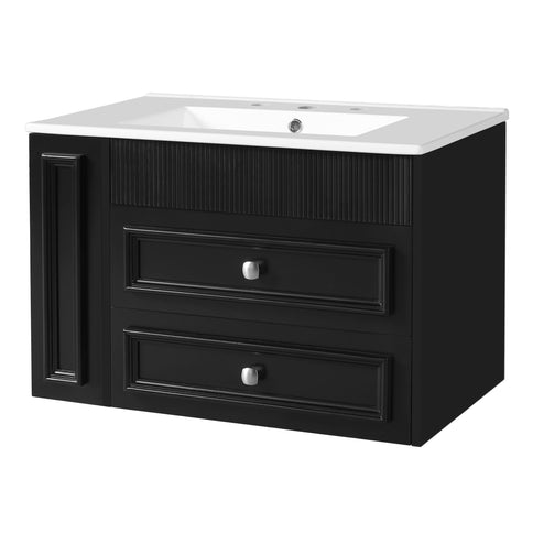 Wall Mounted Bathroom Vanity With 2 Drawers, Sink, Floating Storage Unit