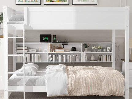 Bunk Bed With Storage Cabinets And USB Ports