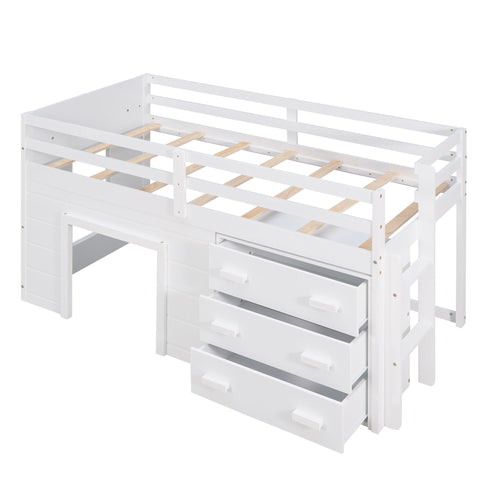 Loft Bed With Cabinet And Shelf