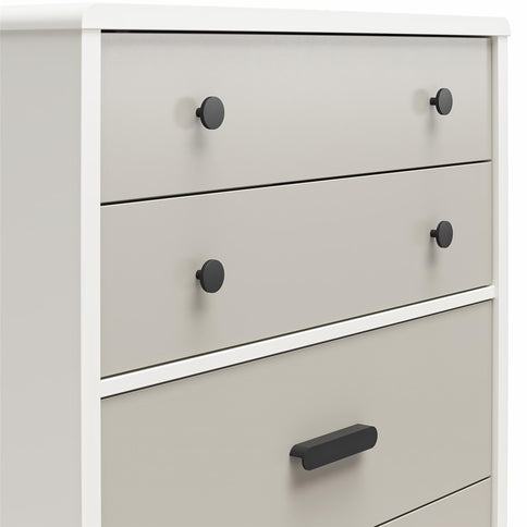 Valencia - 5 Drawer Dresser - White / Gray